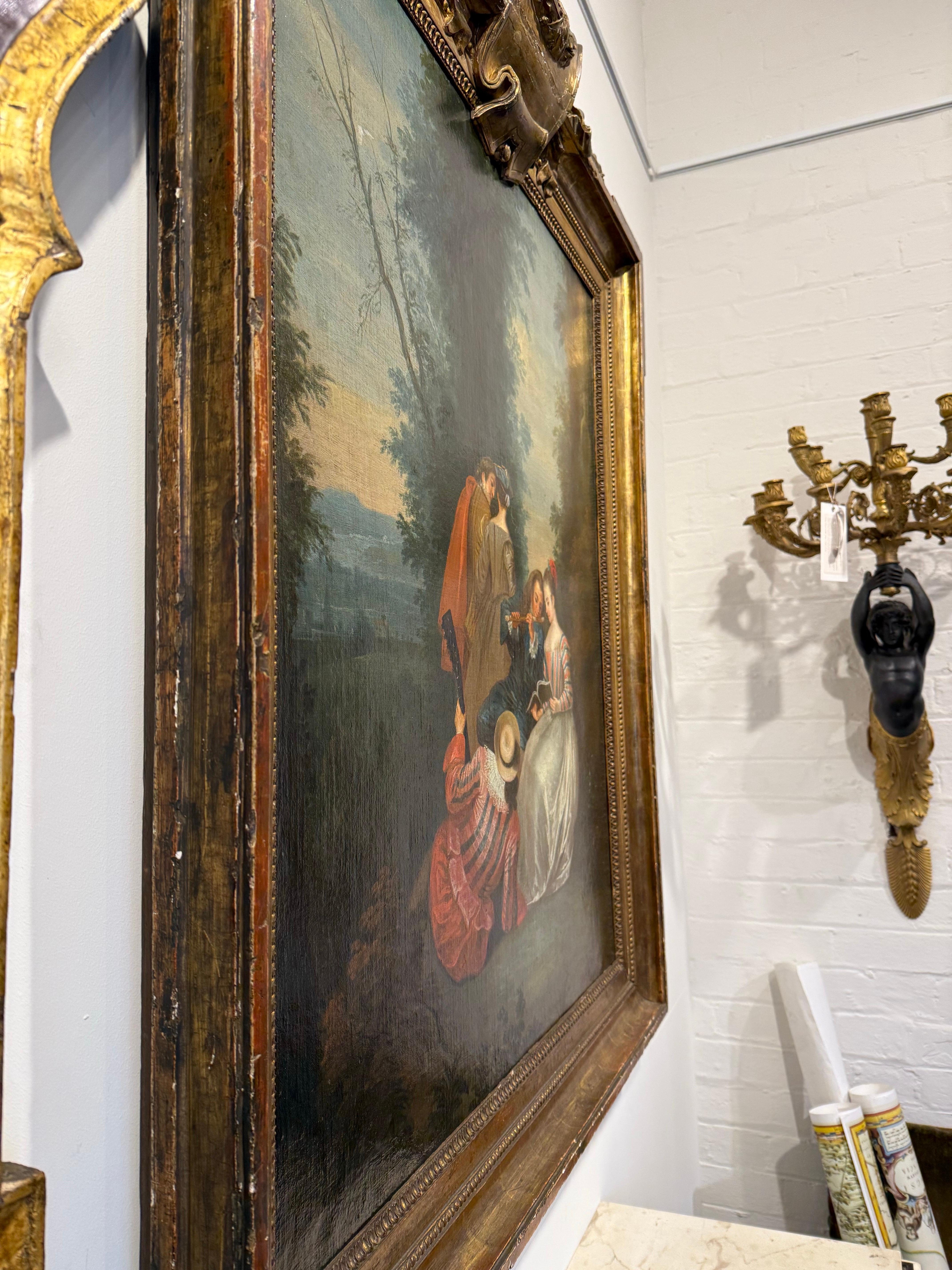Grande peinture à l'huile sur toile encadrée de bois, XVIIIe siècle en vente 6