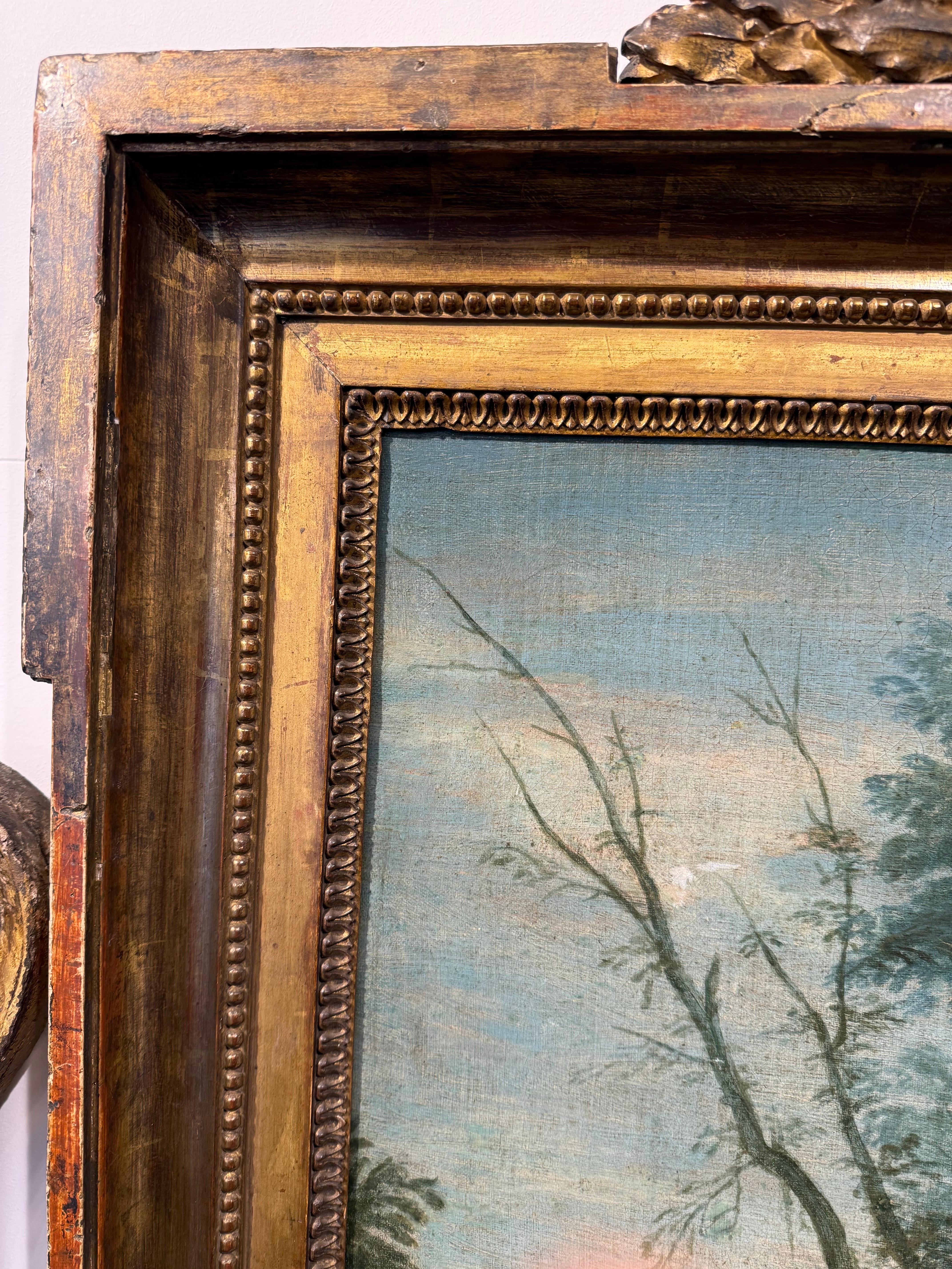 Français Grande peinture à l'huile sur toile encadrée de bois, XVIIIe siècle en vente