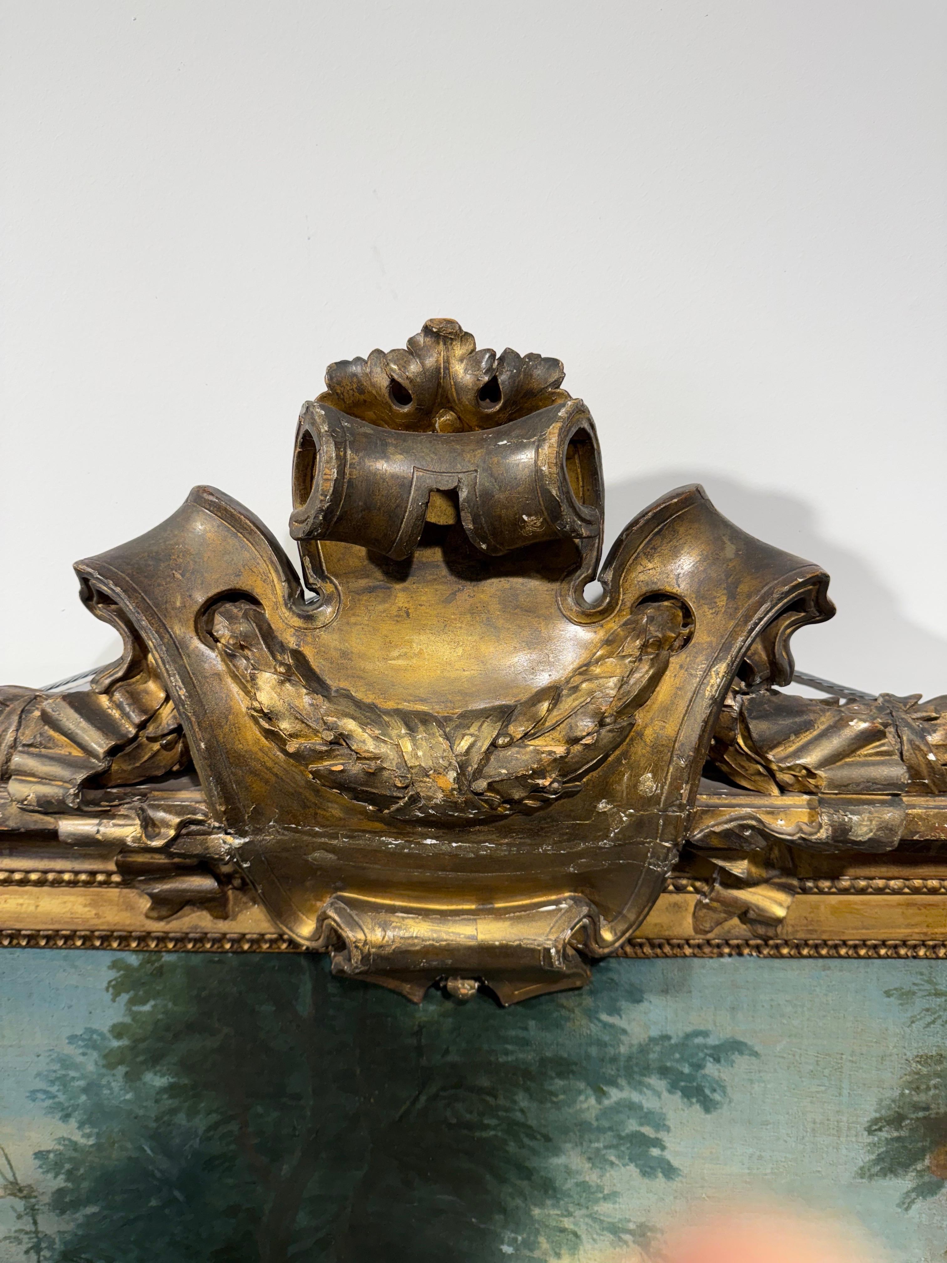 Peint à la main Grande peinture à l'huile sur toile encadrée de bois, XVIIIe siècle en vente