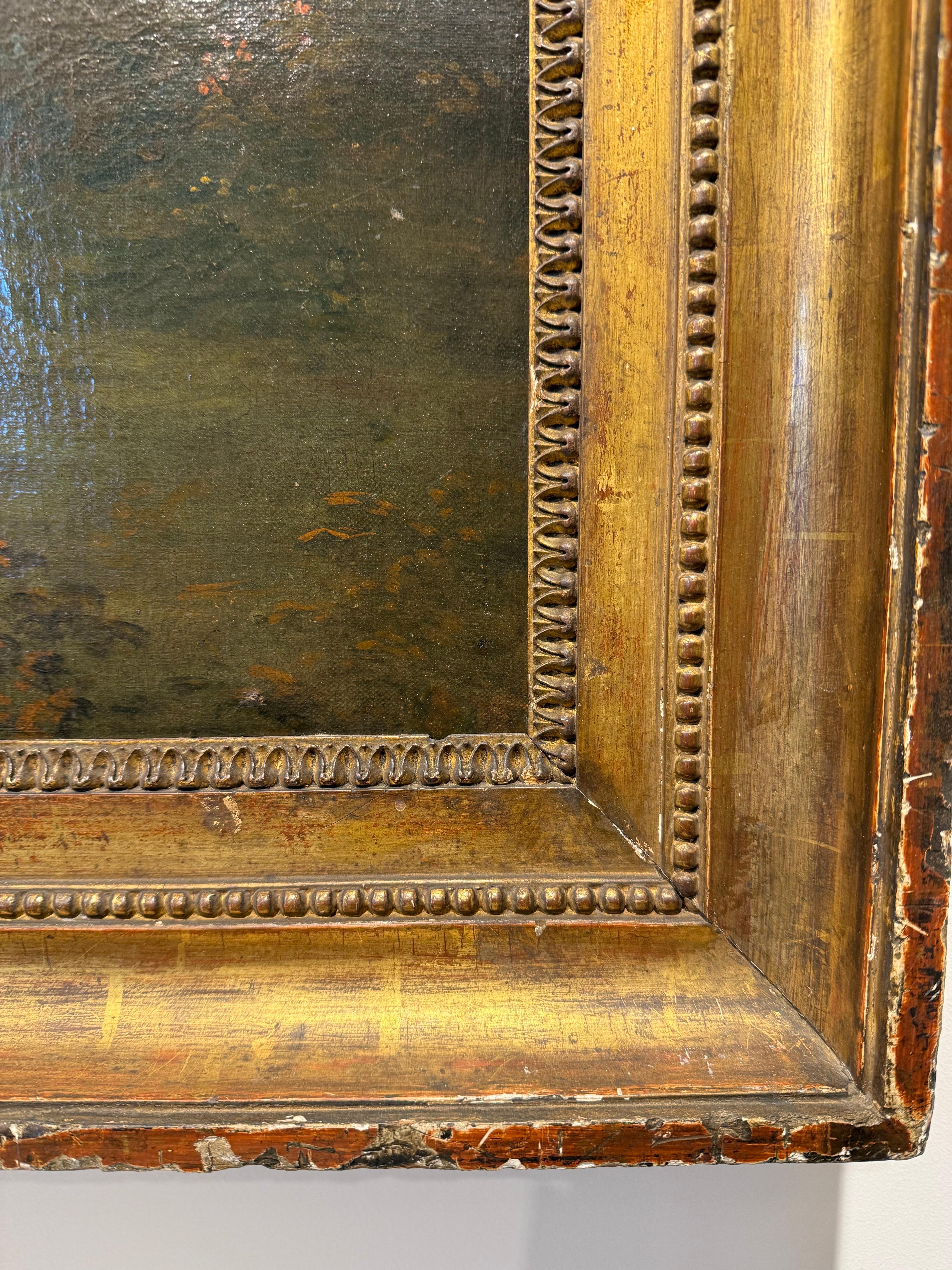 Grande peinture à l'huile sur toile encadrée de bois, XVIIIe siècle en vente 1