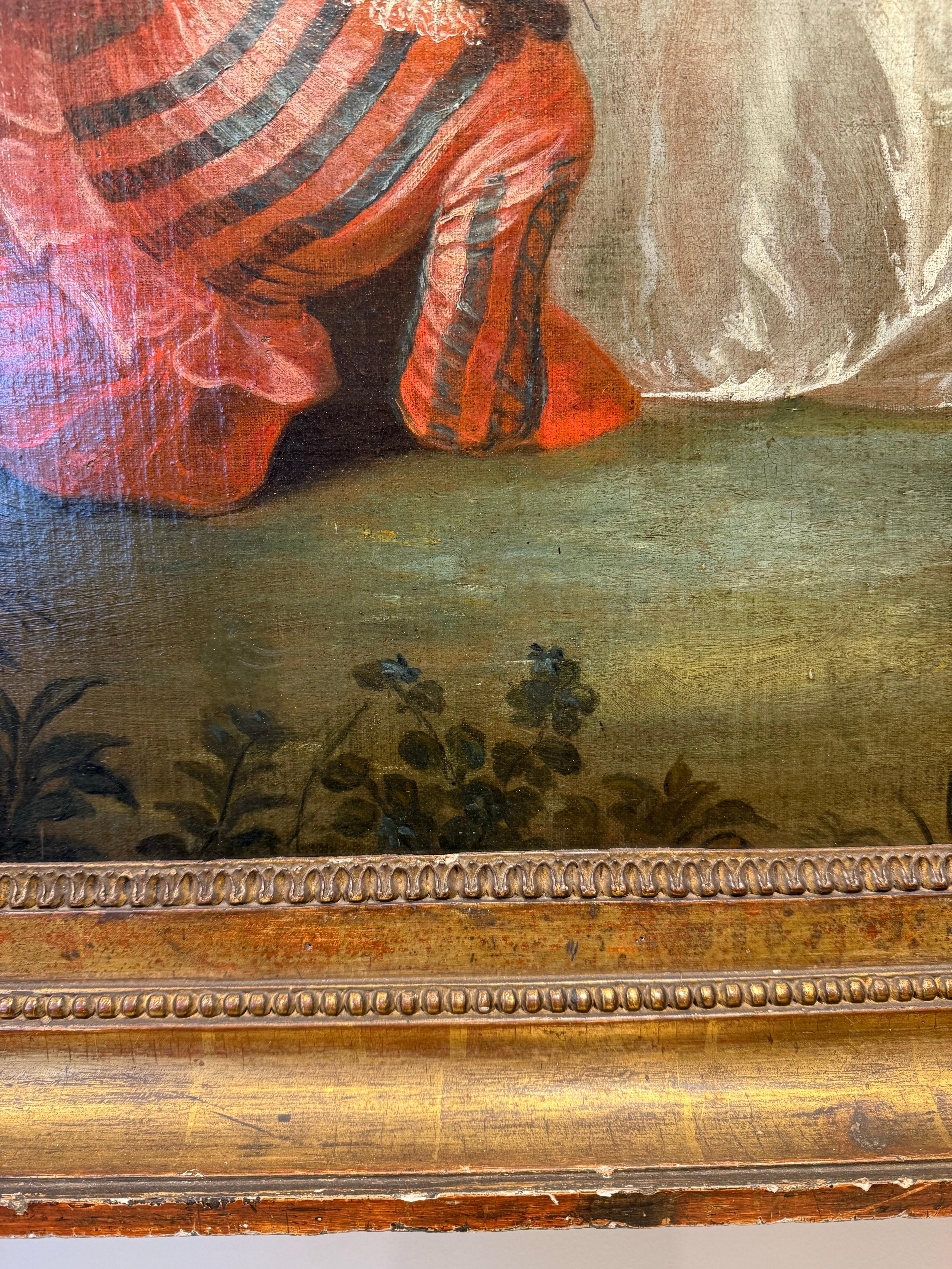 Grande peinture à l'huile sur toile encadrée de bois, XVIIIe siècle en vente 2