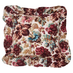 A Large Frilly Cushion Made From French 20th Century Fabric