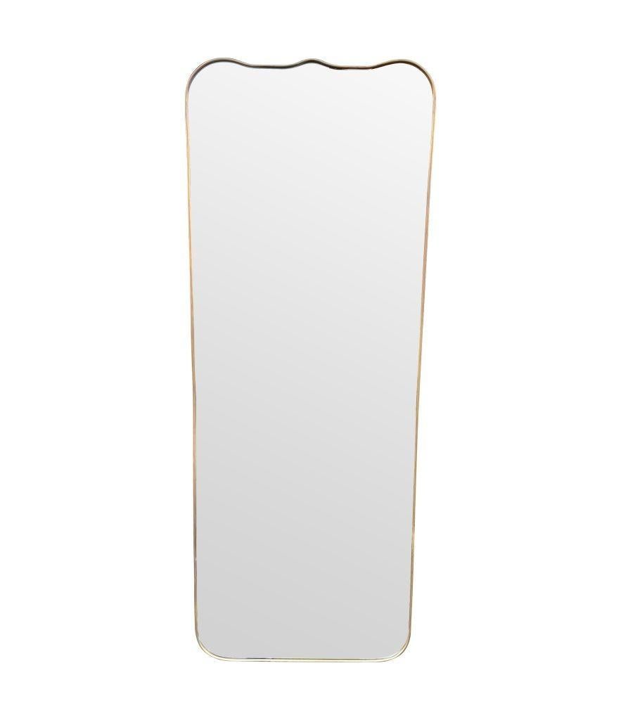 A large full length orignal Italian 1950s brass framed mirror In Good Condition For Sale In London, GB