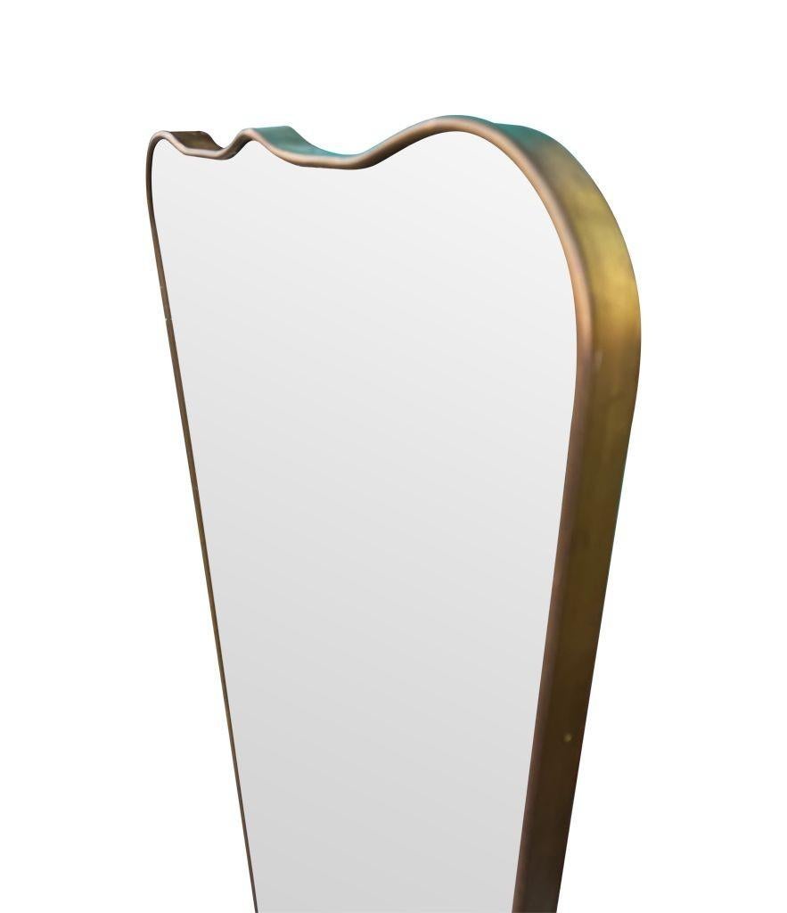 Mid-20th Century A large full length orignal Italian 1950s brass framed mirror For Sale