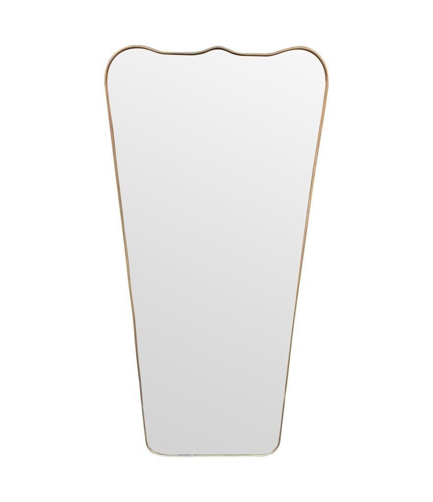 A large full length orignal Italian 1950s brass framed mirror For Sale 1