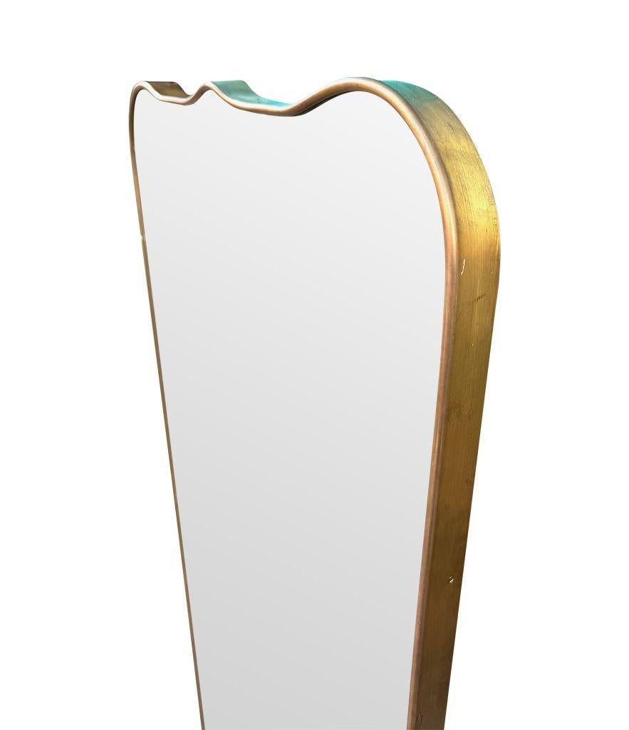 A large full length orignal Italian 1950s brass framed mirror For Sale 2