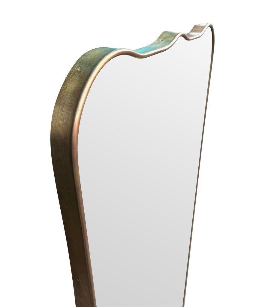 A large full length orignal Italian 1950s brass framed mirror For Sale 4