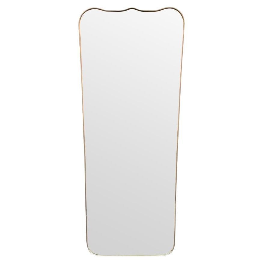 A large full length orignal Italian 1950s brass framed mirror For Sale