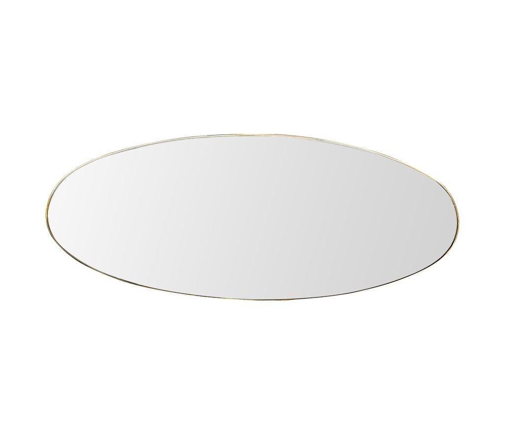 Grand miroir ovale original des années 1950, encadré de laiton, italien. en vente 4