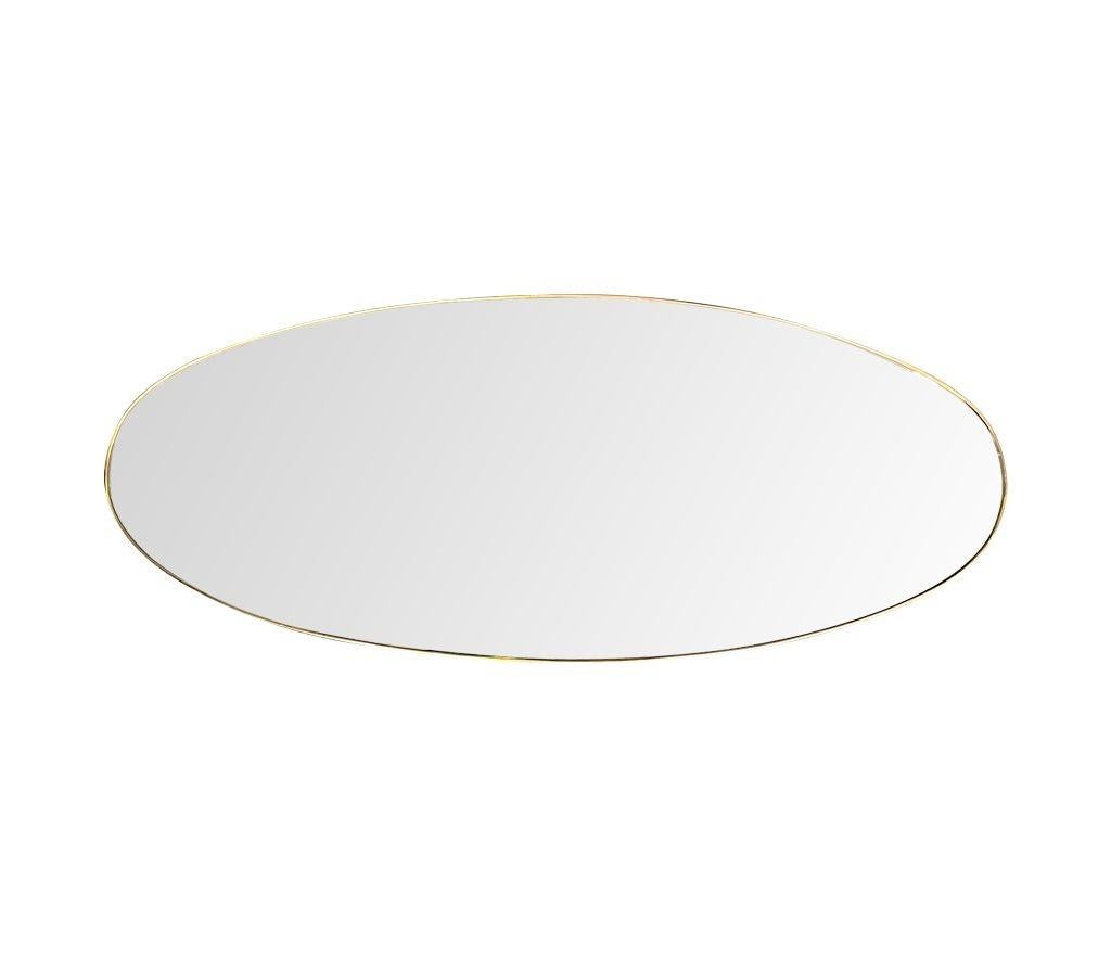 Mid-Century Modern Grand miroir ovale original des années 1950, encadré de laiton, italien. en vente