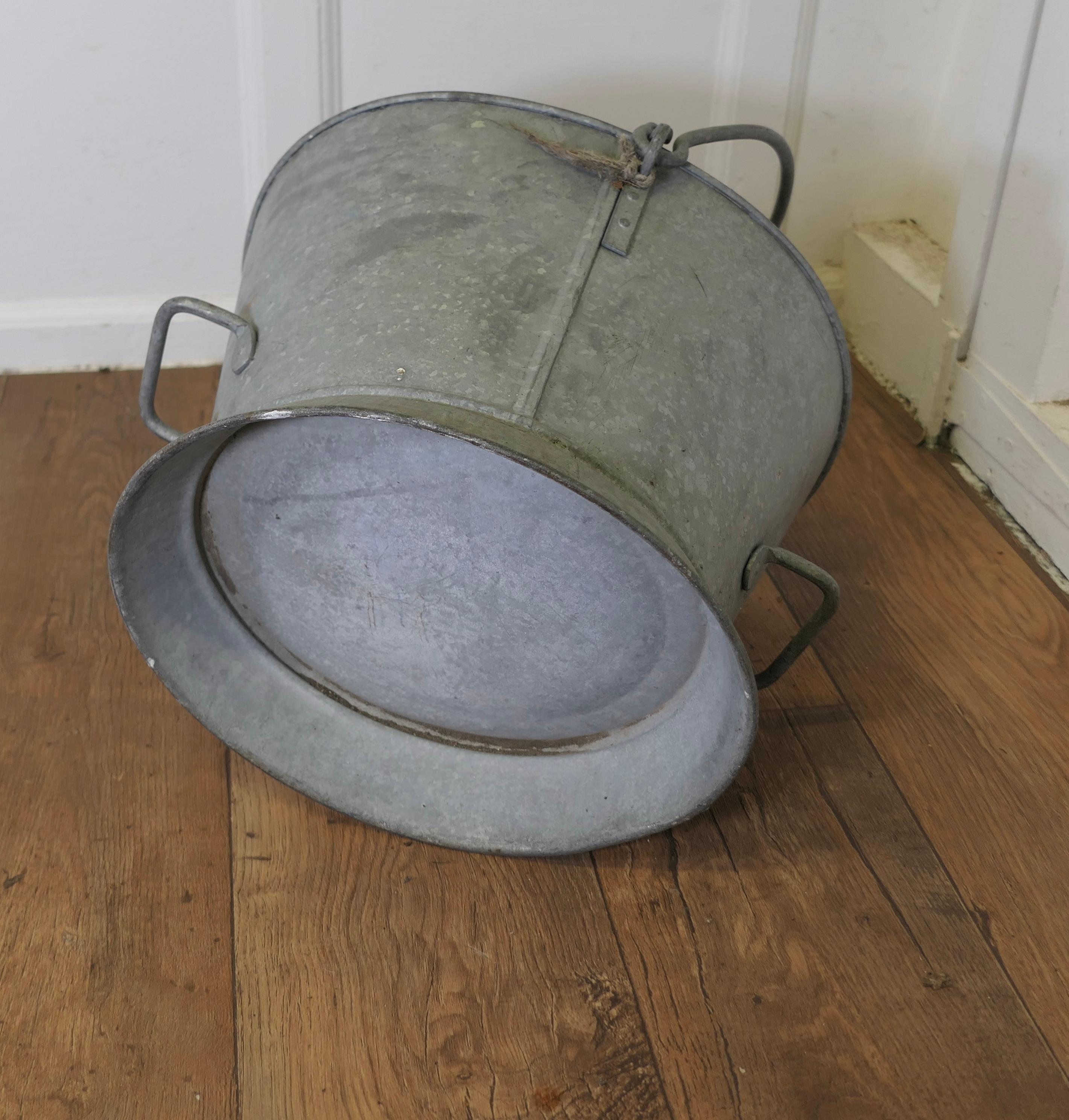 Steel A Large Galvanised Housemaid’s Bucket  A Traditional piece and a very versatile  For Sale
