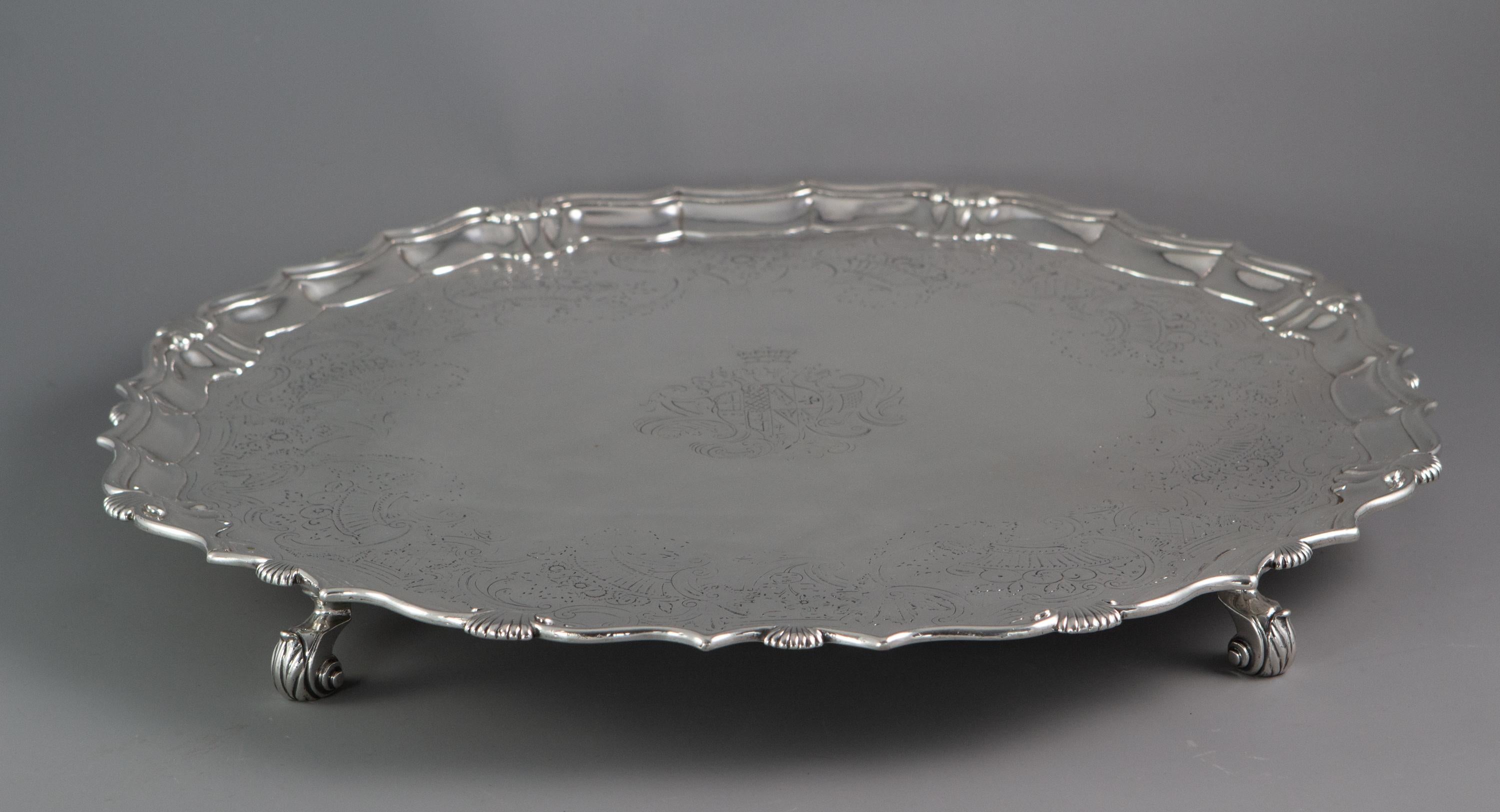George IV Large George II Silver Salver London 1738 by John Tuite For Sale