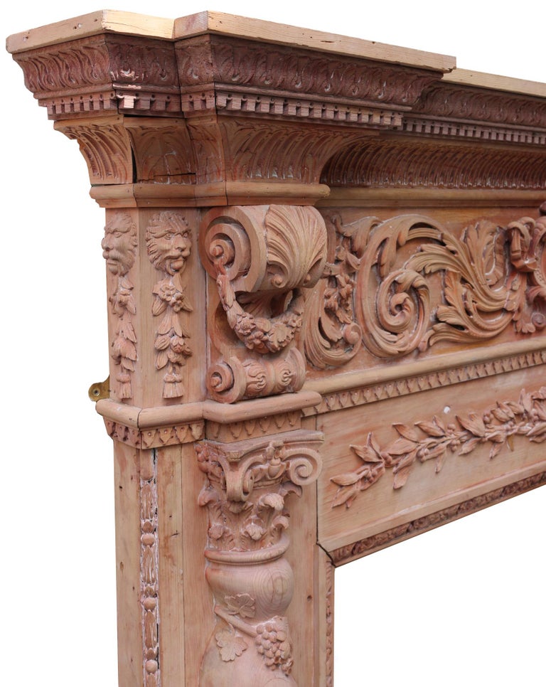 Large III Carved Wooden Fireplace For Sale at 1stDibs