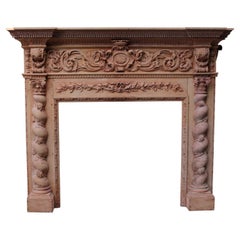 Antique Large George III Carved Wooden Fireplace