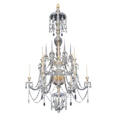 A Large George III Style 12 Light Crystal Chandelier
