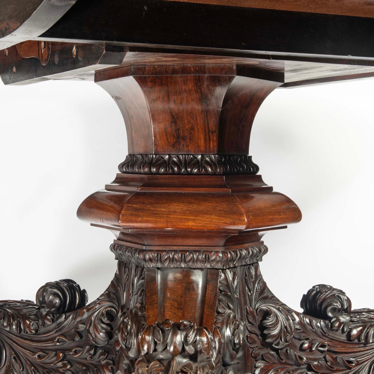 A large George IV brass inlaid rosewood centre table attributed to Gillows For Sale 4