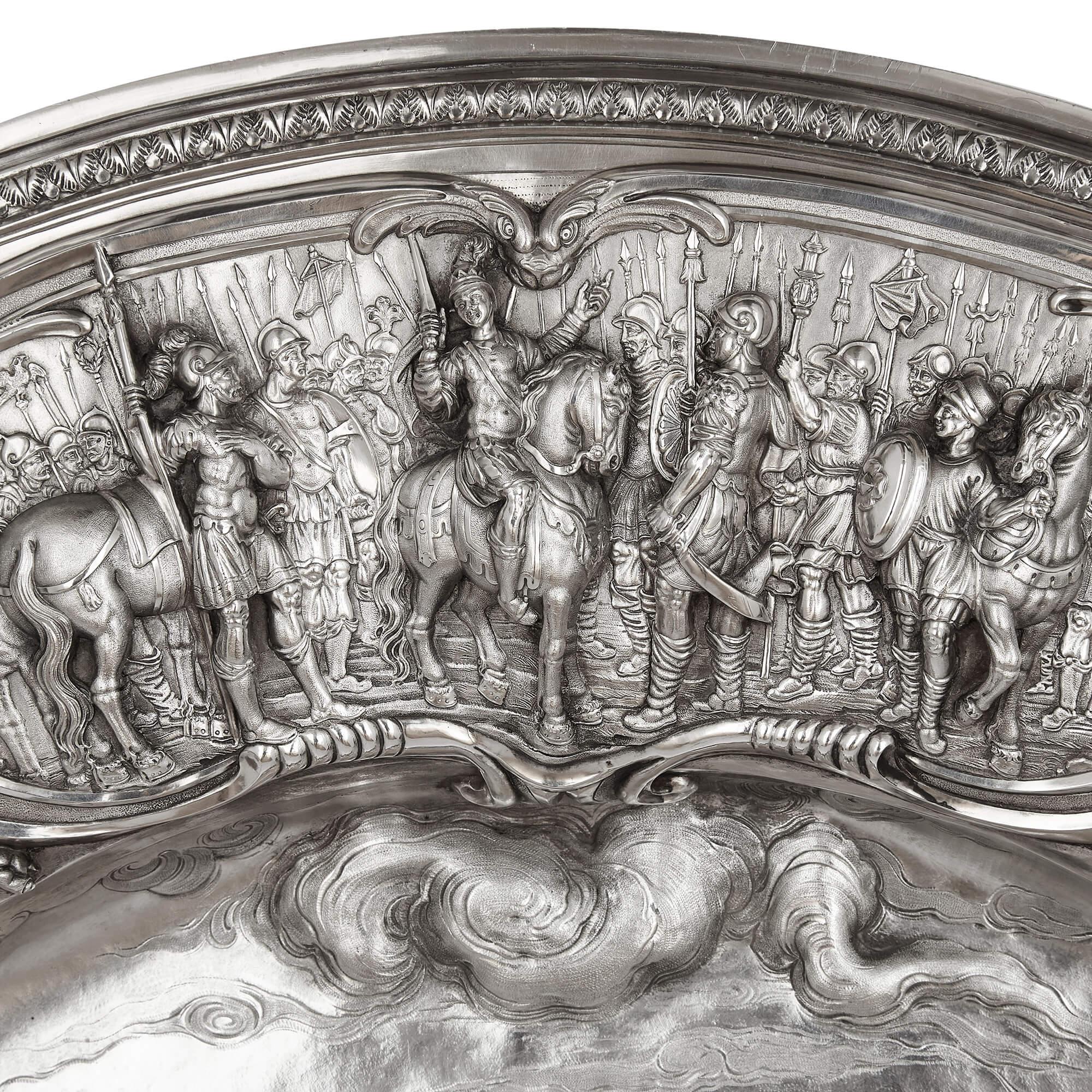 English Large George iv Silver Sideboard Dish, Made by Joseph Angell II, 1828 For Sale
