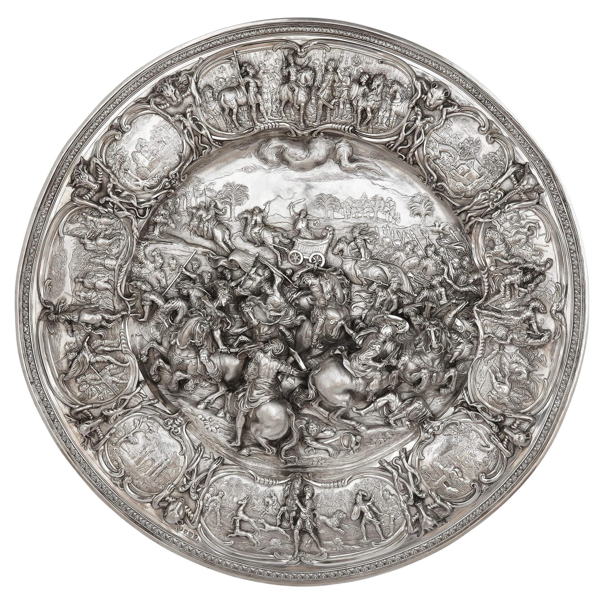 Large George iv Silver Sideboard Dish, Made by Joseph Angell II, 1828 For Sale