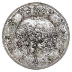 A large George IV silver sideboard dish, made by Joseph Angell II, 1828