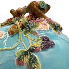 A Large George Jones Majolica Cheese Bell with Daisys, Bees and Fence, ca. 1878