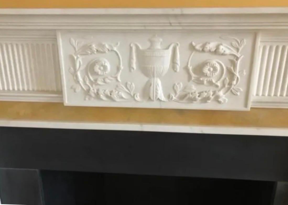 Mid-20th Century A Large Georgian Manner Carved Statuary & Sienna Marble Fireplace Surround. For Sale