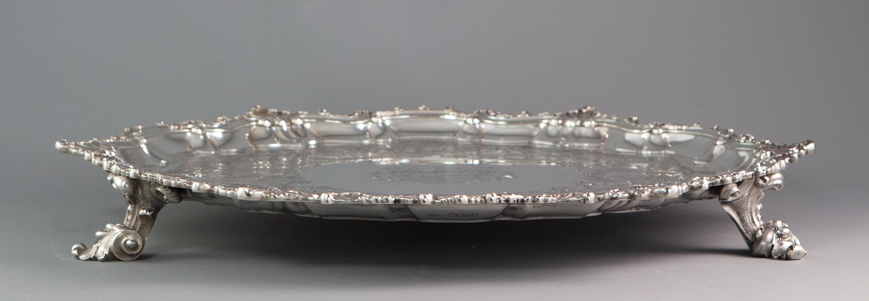 Large Georgian Silver Salver or Tray by Paul Storr, London, 1829 3