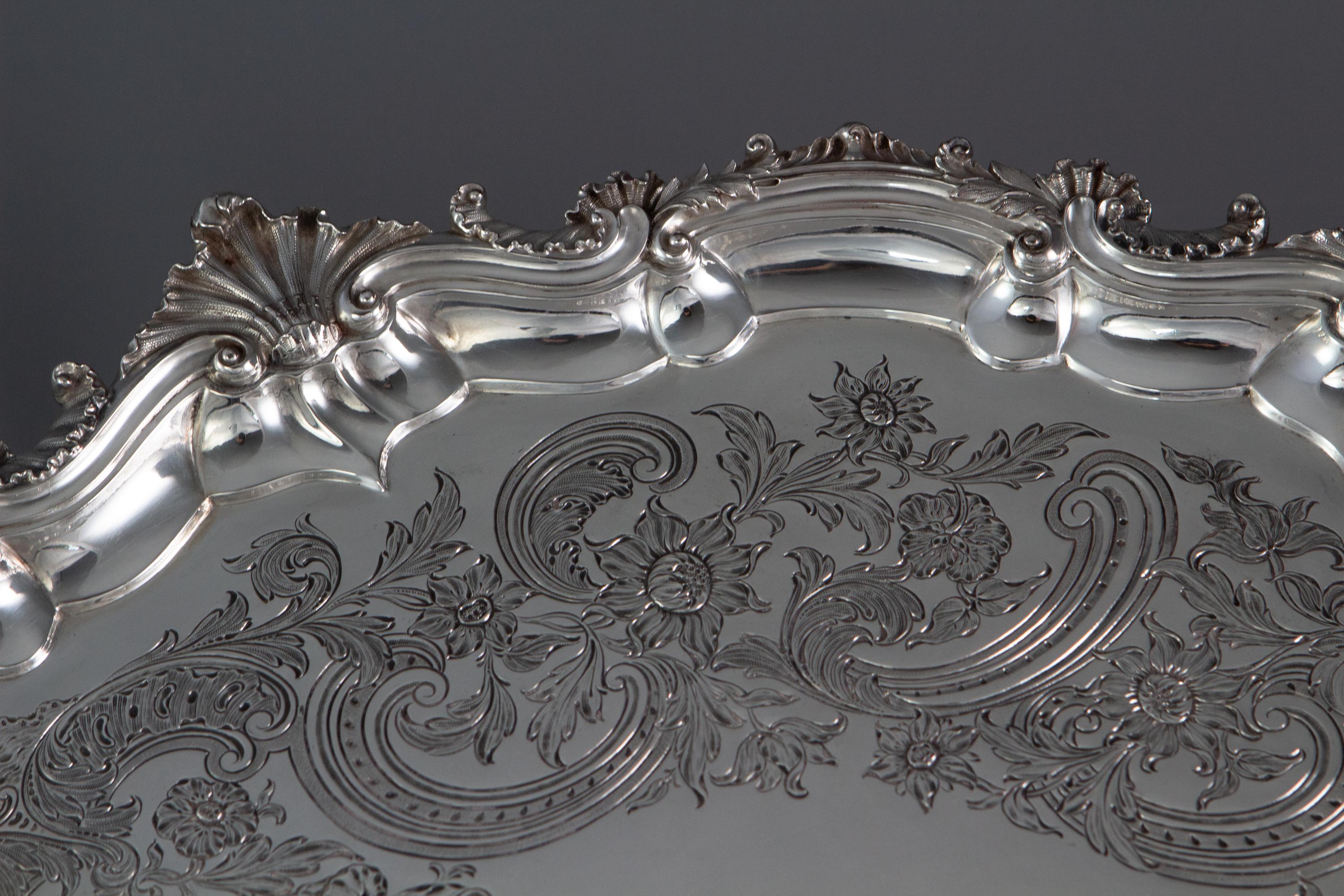Large Georgian Silver Salver or Tray by Paul Storr, London, 1829 8