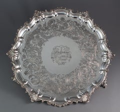 Large Georgian Silver Salver or Tray by Paul Storr, London, 1829