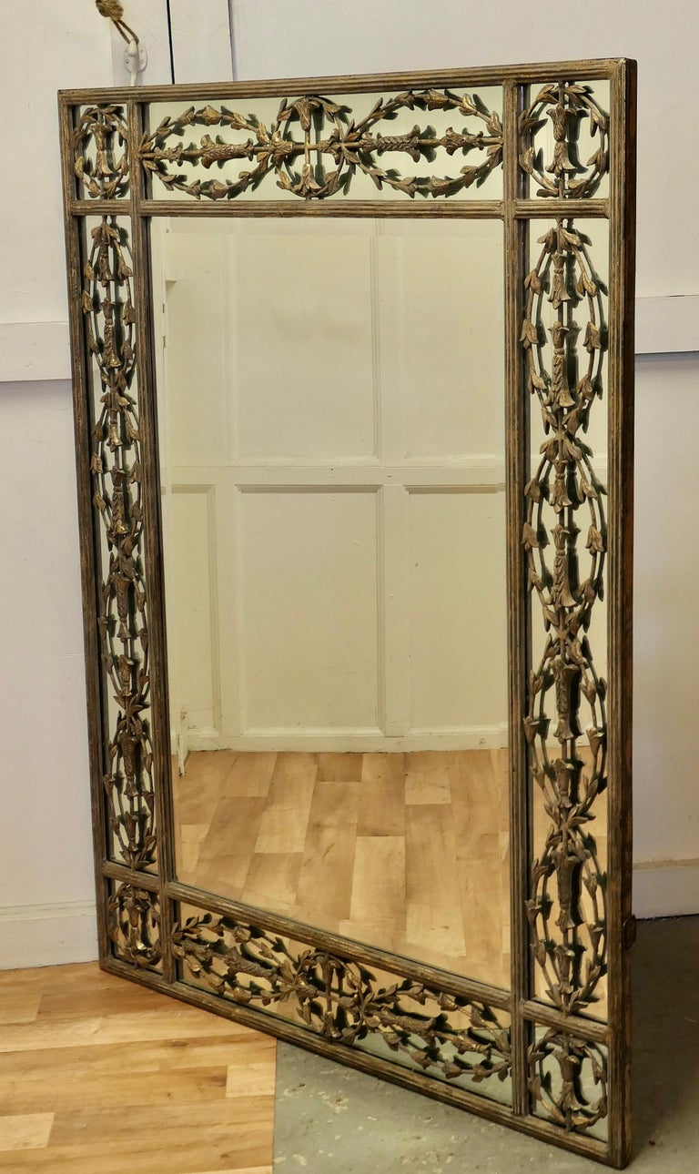 Large Gilded Iron Margin Wall Mirror For Sale at 1stDibs