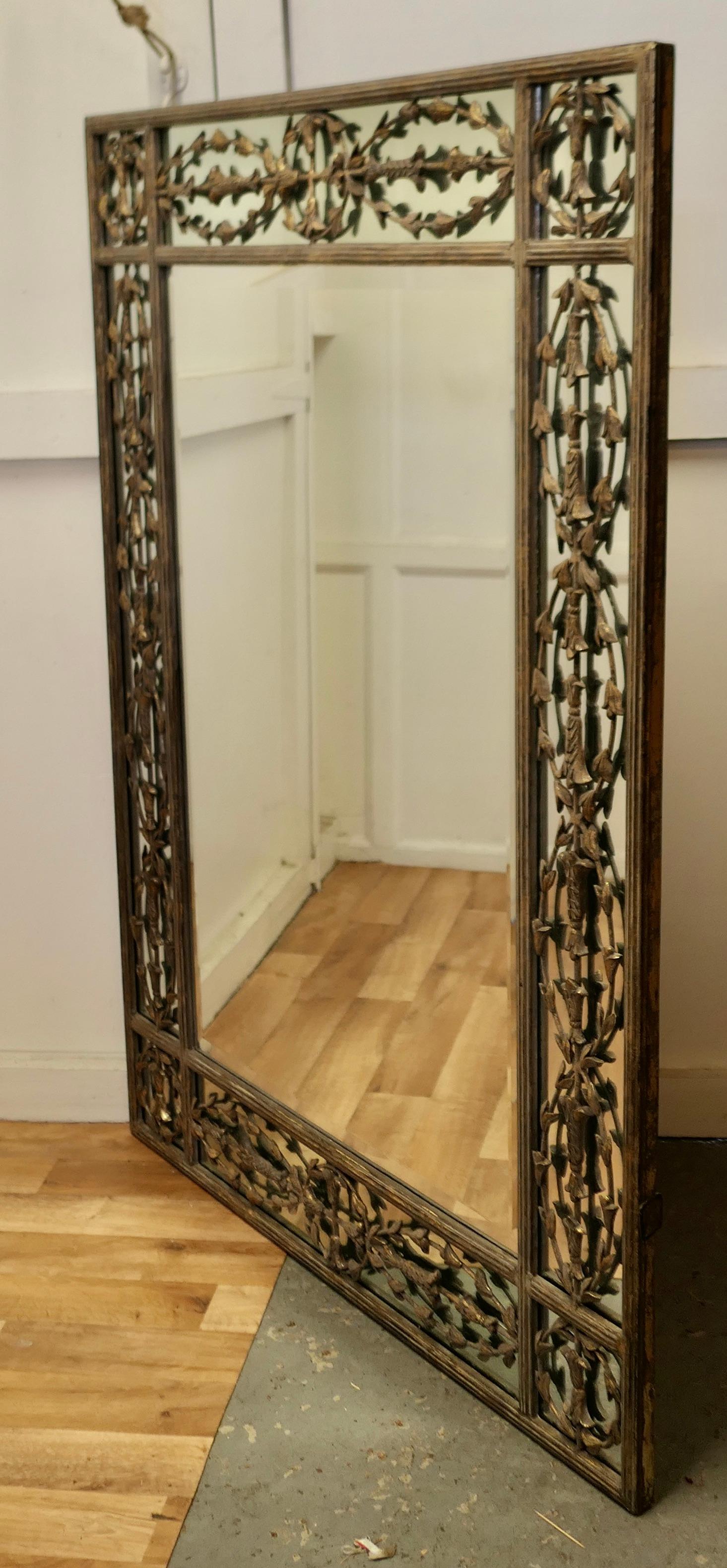 Large Gilded Iron Margin Wall Mirror In Good Condition In Chillerton, Isle of Wight