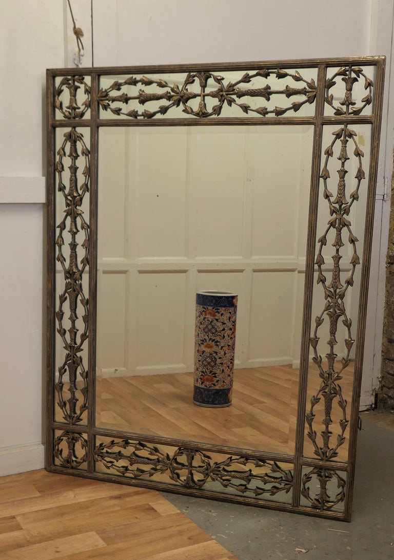 Large Gilded Iron Margin Wall Mirror For Sale at 1stDibs