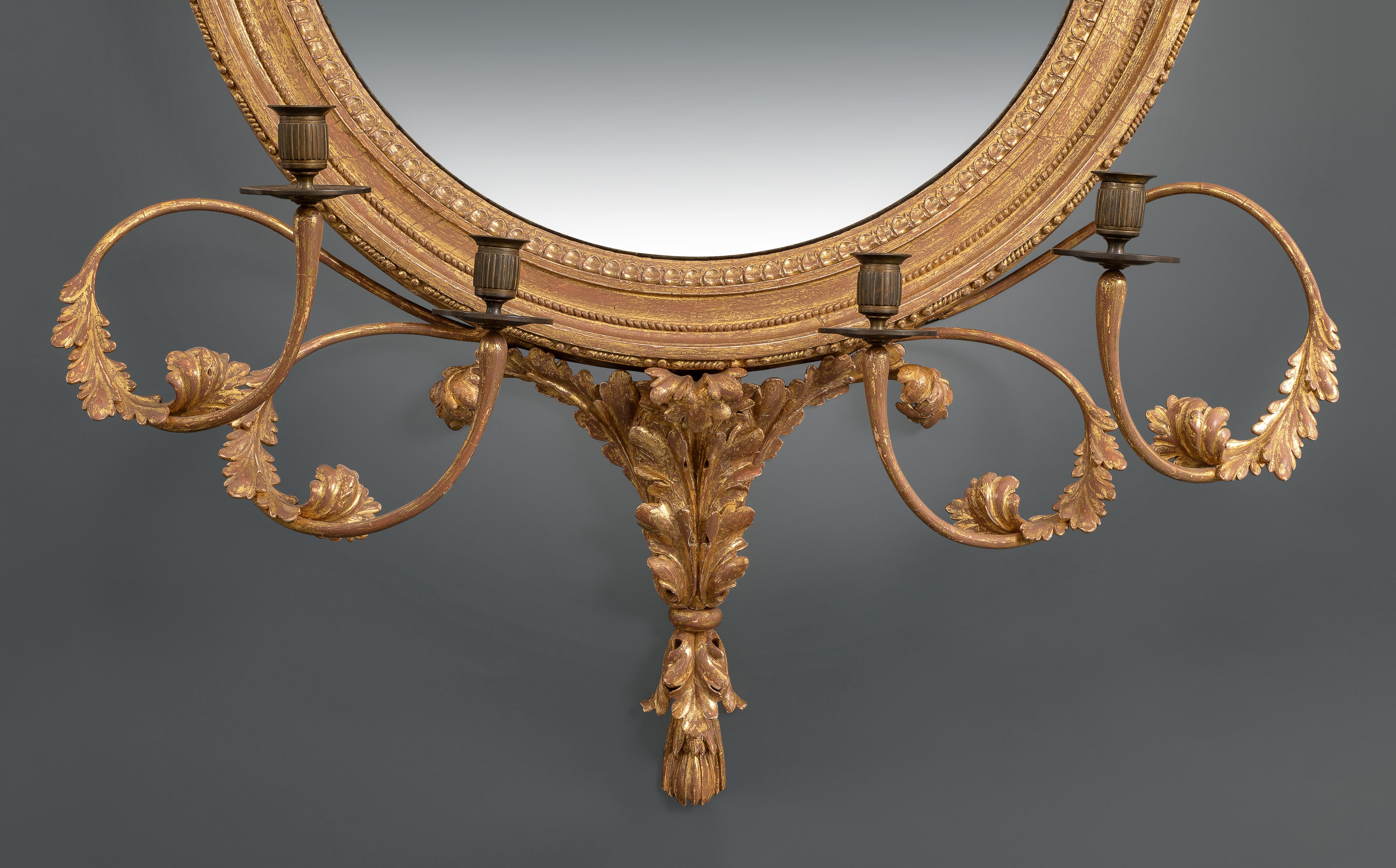 Plaster Large Gilt and Eagle Decorated Convex Mirror of Very Pleasing Proportions For Sale