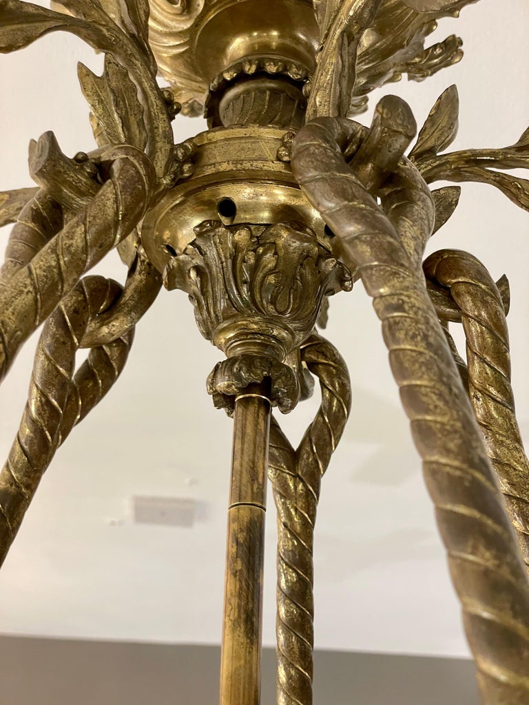 Large Gilt Bronze French Empire Style Chandelier For Sale 14