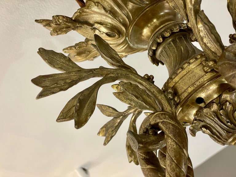 Large Gilt Bronze French Empire Style Chandelier For Sale 15