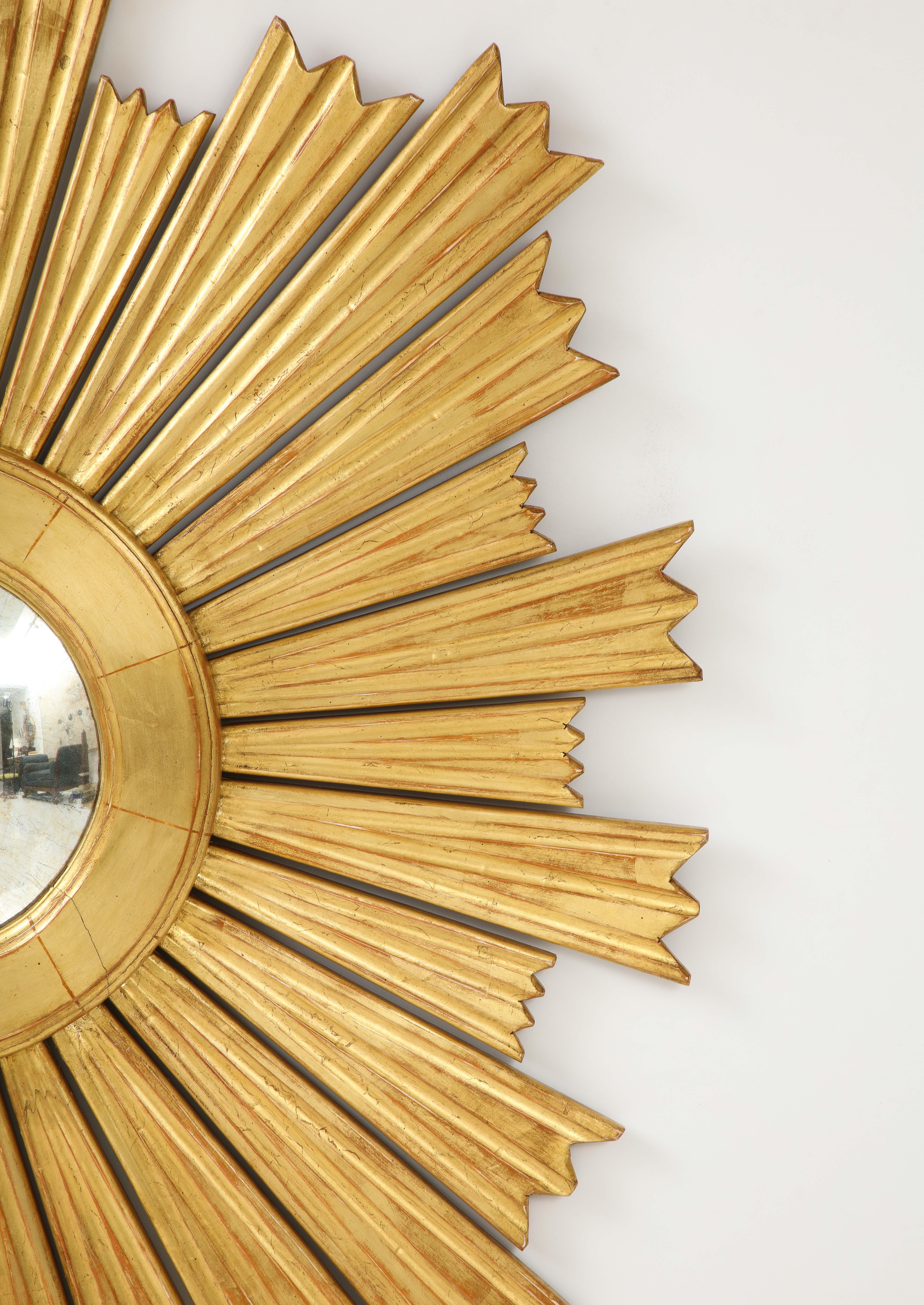 Großer Sonnenschliff-Spiegel aus Giltwood im Angebot 6