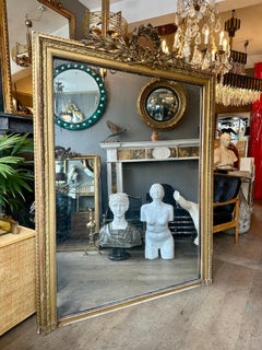 A Large Gold Gilt Antique French Louis XVI Overmantel Mirror