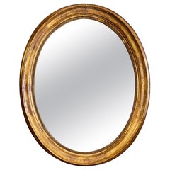 Large Gold Gilt Oval French Mirror