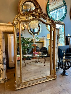 A Large Gold Gilt Panelled Napoleon III Antique French Mirror