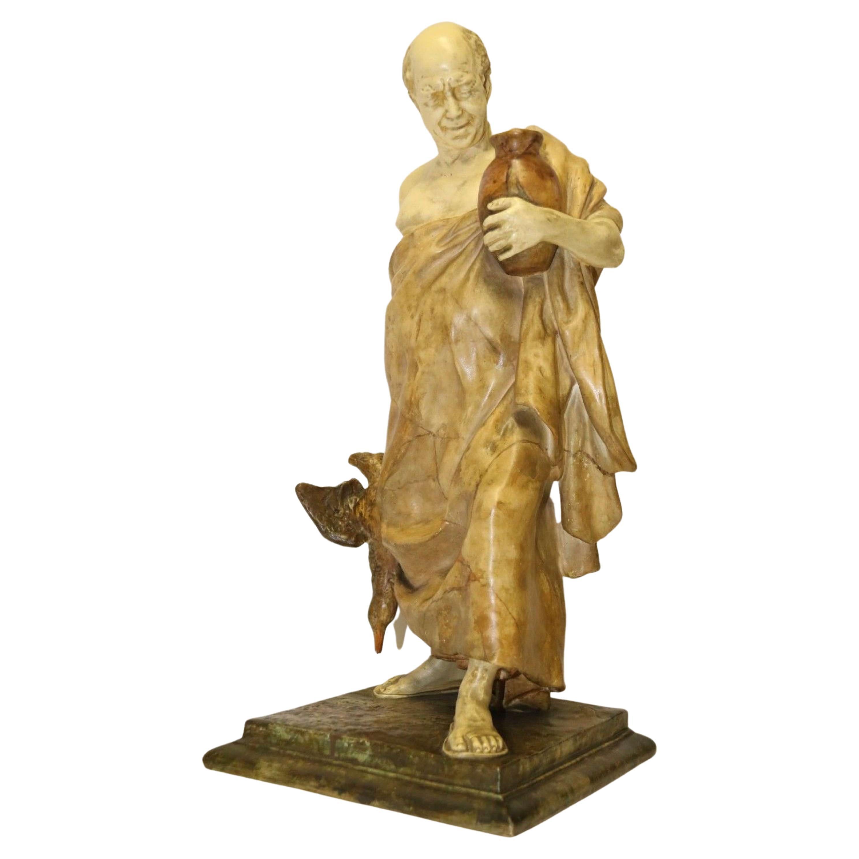 Grand personnage romain classique en poterie de Goldscheider vers 1890