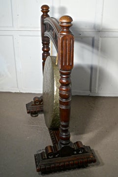 Large Gothic Carved Oak and Brass Dinner Gong