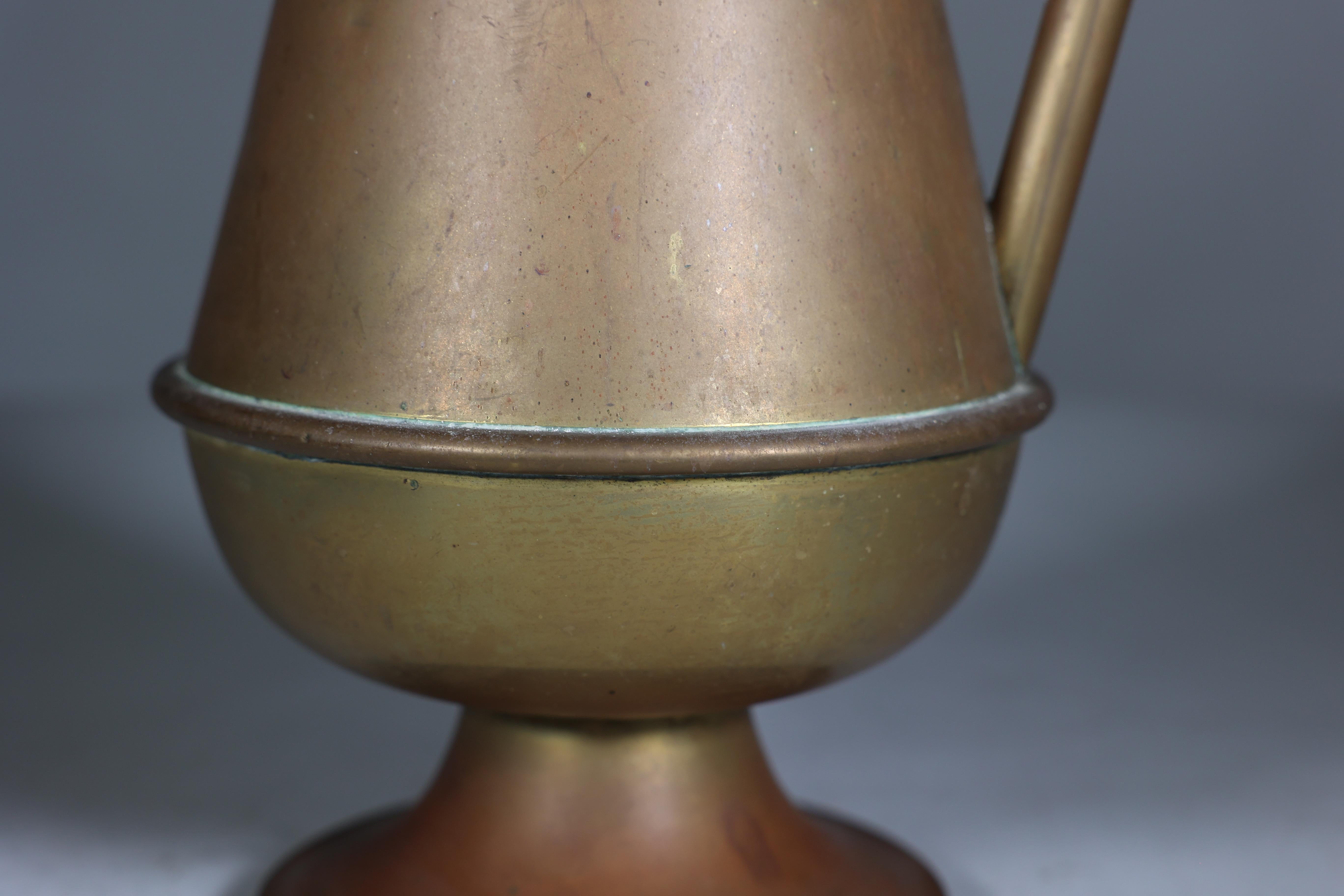 A large Gothic Revival heavy brass jug with a simple angular form and handle. For Sale 8