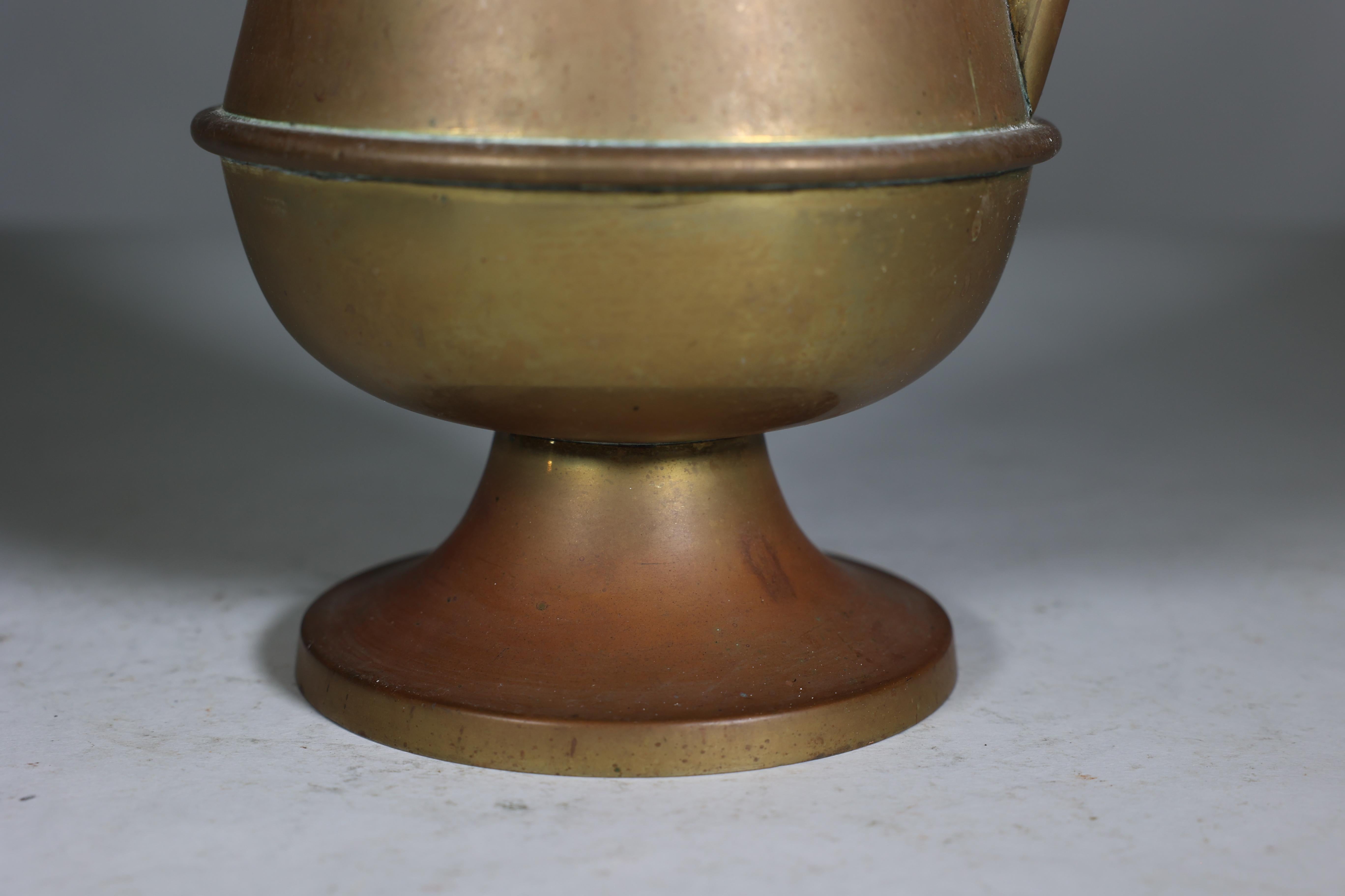 A large Gothic Revival heavy brass jug with a simple angular form and handle. For Sale 9