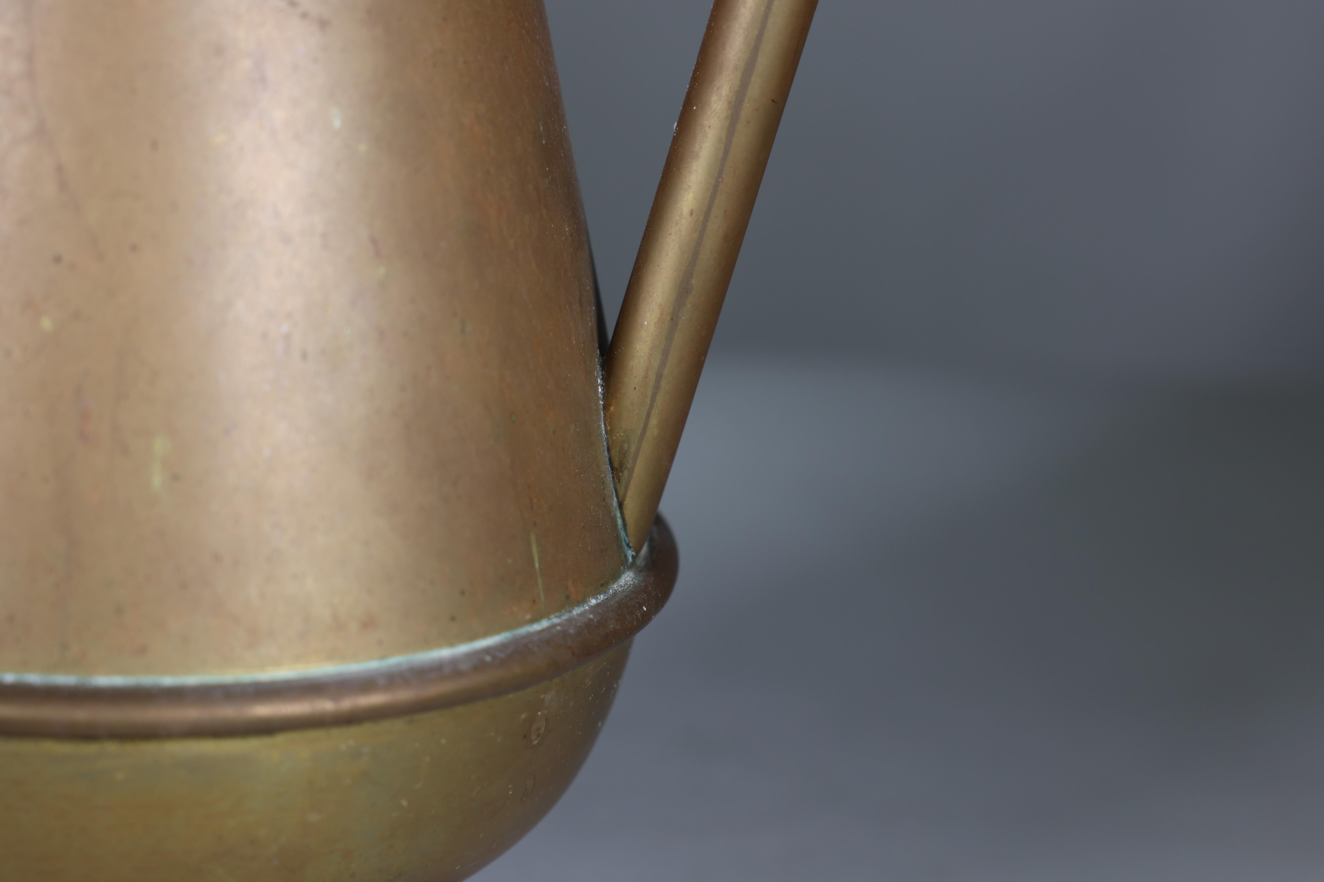 A large Gothic Revival heavy brass jug with a simple angular form and handle. For Sale 7