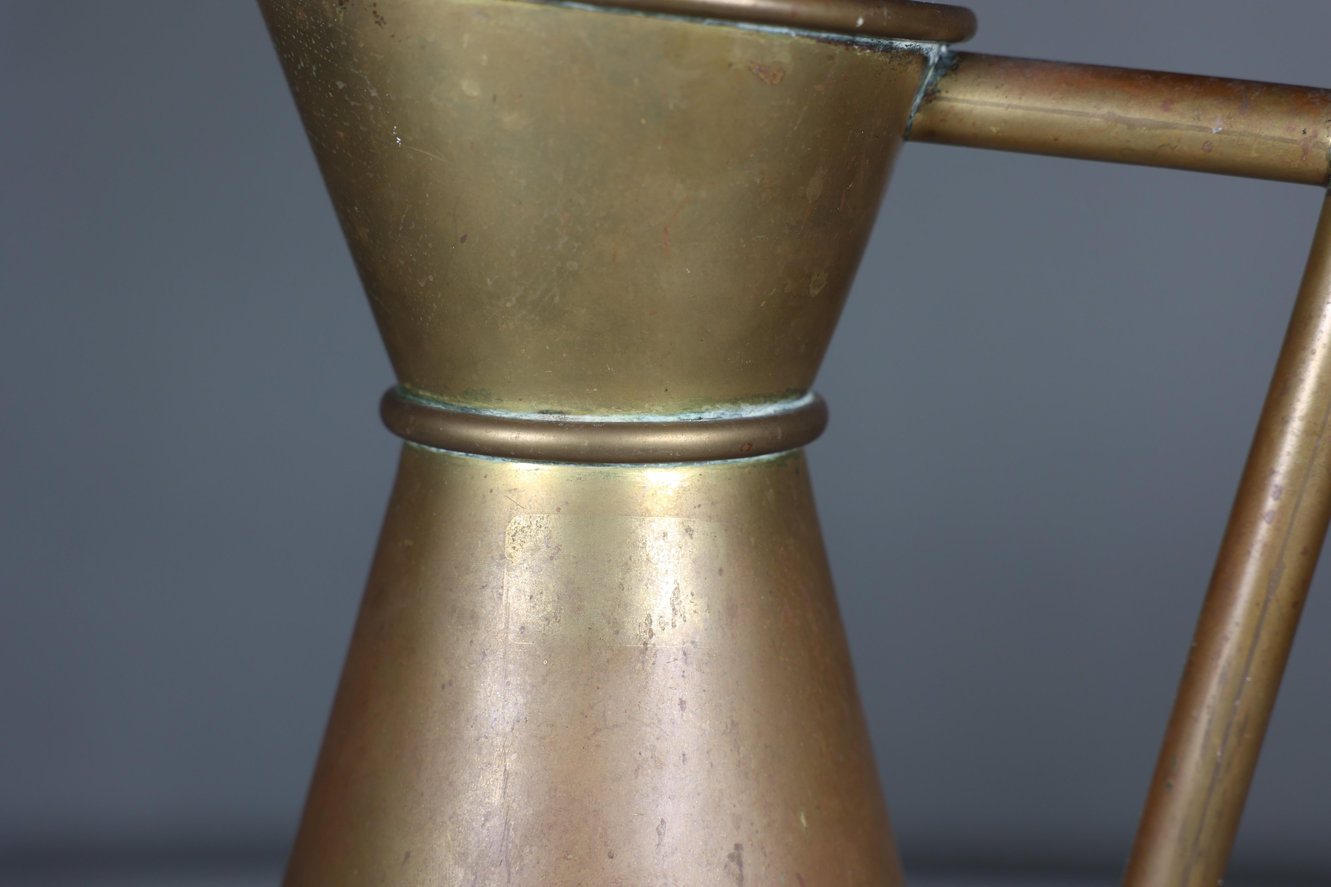 A large Gothic Revival heavy brass jug with a simple angular form and handle. For Sale 6