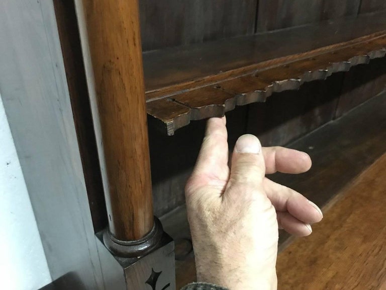 Large Gothic Revival Oak Bookcase with Burr Oak Doors and Hinged Dust