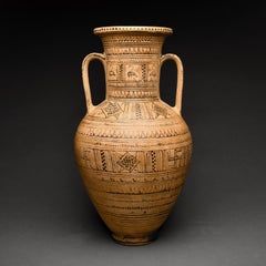 Un’anfora greca di grandi dimensioni in ceramica geometrica, periodo geometrico, dal 725 a.C. al 700 a.C.