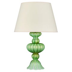 A Large Green Aventurine Murano Glass Lamp by Seguso