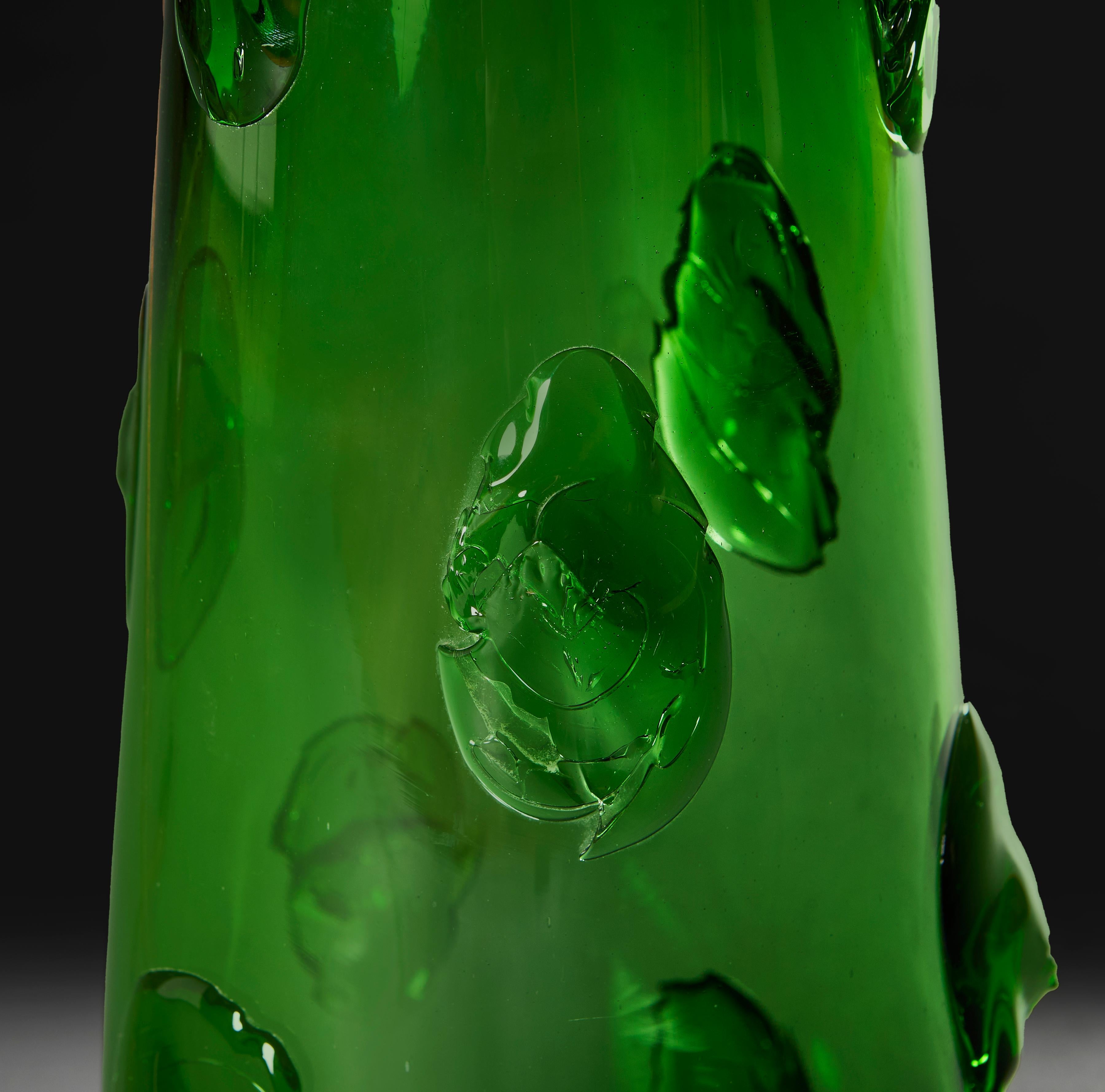 20th Century A Large Green Empoli Glass Lamp 