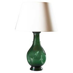 Un grand vase en verre vert Empoli en tant que lampe