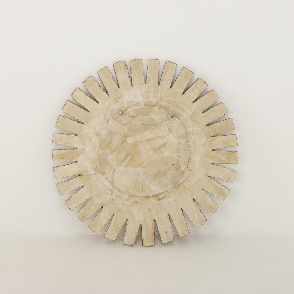 Contemporary A large green glass and resin convex sunburst mirror. For Sale